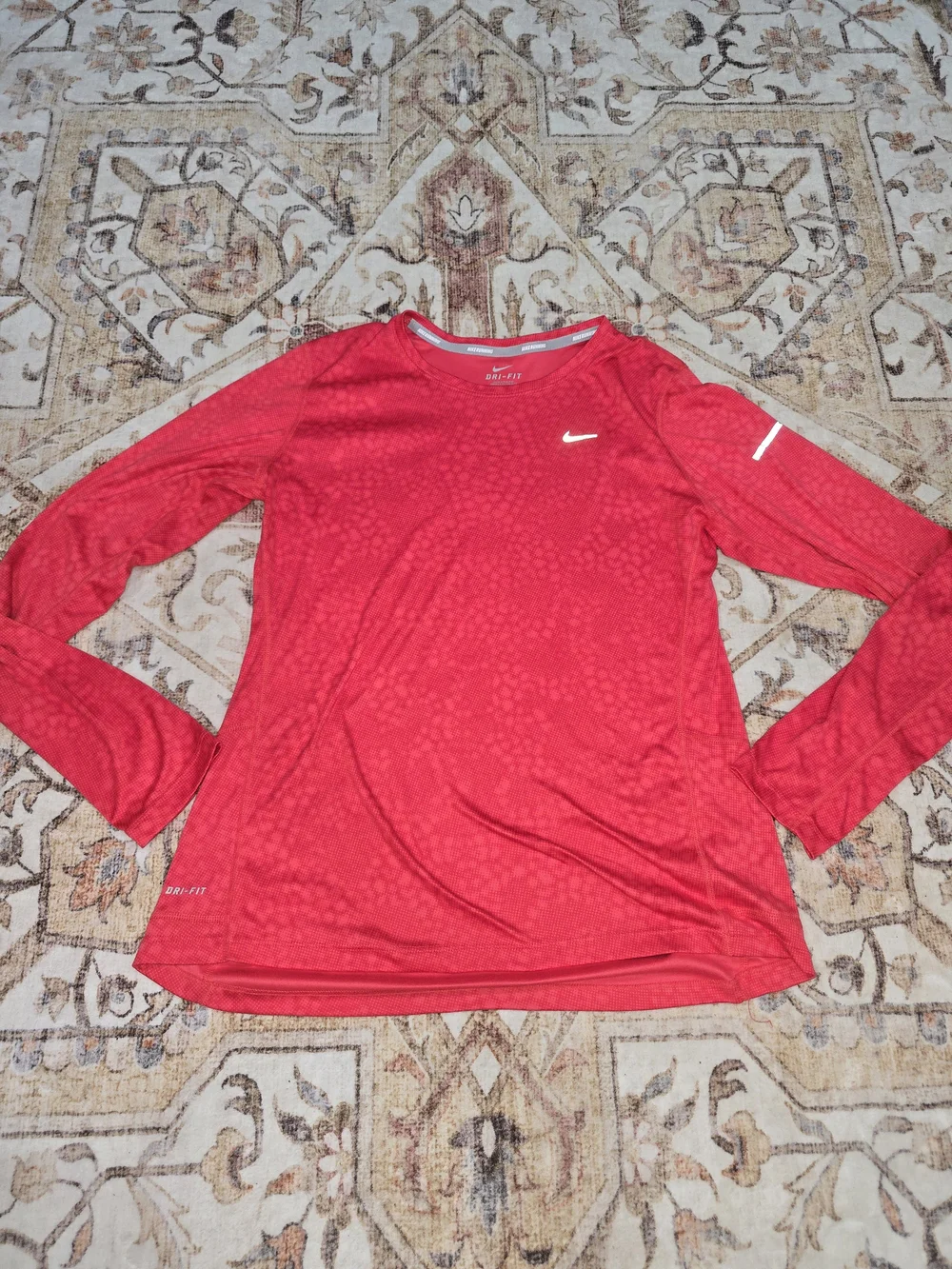 Nike Women’s Bright Red Long-Sleeve Dri-FIT Training Top